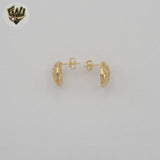 (1-1204-4) Gold Laminate - Round Carved Stud Earrings - BGF