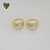 (1-3051-6) Anillo de flores en dos tonos laminado en oro - BGF