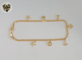 (1-0150) Gold Laminate - 3mm Curb Link Charms Anklet - 9.5” - BGF
