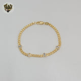(1-0786) Pulsera de circonitas laminadas en oro de 4 mm - BGF