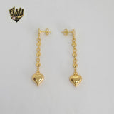 (1-1228) Gold Laminate - Heart Long Earrings - BGF