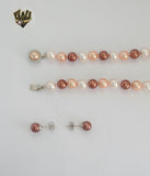 (MSET-28) Laminado de Oro - Conjunto de Perlas de Mallorca de 8 mm - BGF