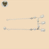 (2-0443) 925 Sterling Silver - 3mm Link Turtles Charms Bracelet.