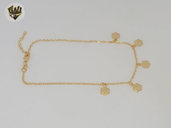 (1-0148) Gold Laminate - 1.5mm Link Charms Anklet - 9.5