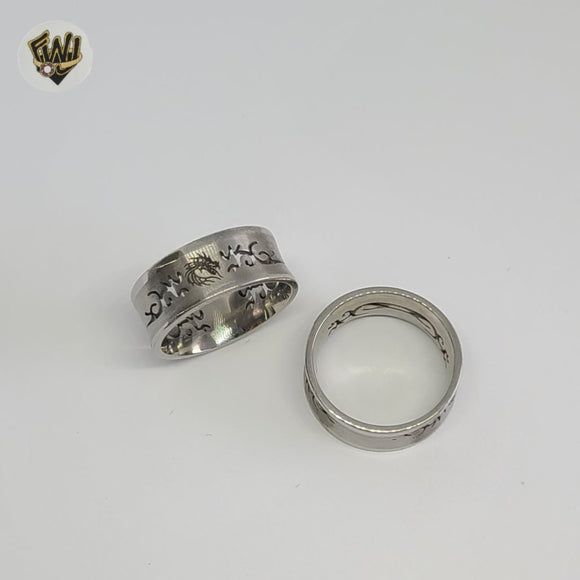 (4-0027) Stainless Steel - Carved Ring.
