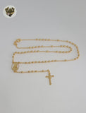 (1-3360) Laminado de oro - Collar Rosario de Nuestra Señora de la Caridad de 2,5 mm - 16" - BGF.