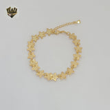 (1-0783) Gold Laminate - 8.5mm Stars Bracelet - 7" - BGF