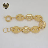(1-0763) Gold Laminate - 18mm Puff Marine Link Bracelet - 8" - BGF
