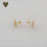(1-1218) Gold Laminate - Fan Stud Earrings - BGF