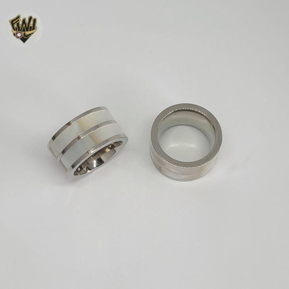 (4-0031) Stainless Steel - Double Nacre Ring.