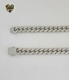 (4-7156) Stainless Steel - 12mm Zircon Curb Link Necklace - 24"
