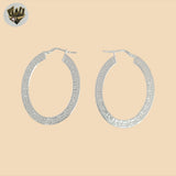 (2-4107) 925 Sterling Silver - Flat Greek Hoops.