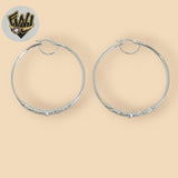 (2-4112) 925 Sterling Silver - Carved Round Hoops.