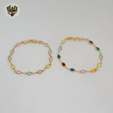 (1-0645) Gold Laminate - 4.5mm Multicolor Ovals Bracelet - 7.5" - BGF
