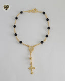 (1-3316-1B) Gold Laminate - 3.5mm Miraculous Virgin Hand Rosary - 6.5" - BGO