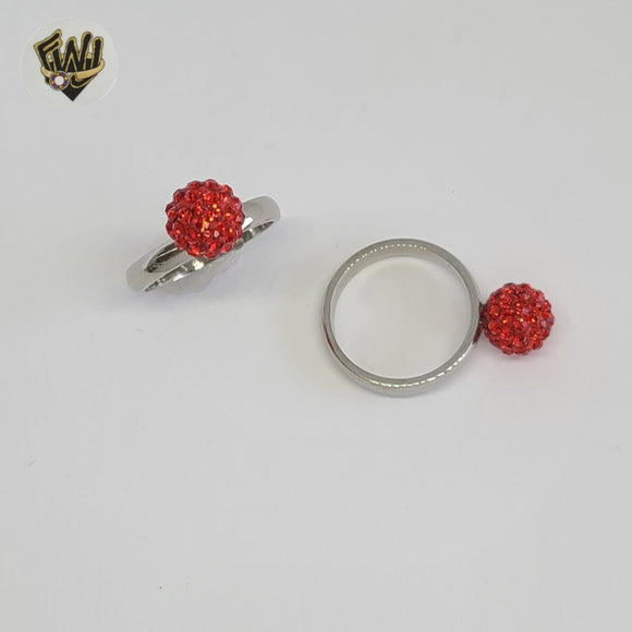 (4-0032) Stainless Steel - Stone Red Ring.