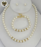 (MSET-31) Gold Laminate - 8mm Mallorca Pearls Set - BGF