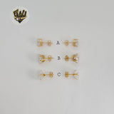 (1-1091-2) Laminado de oro - Aretes con circonitas - BGO