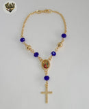 (1-3316-5) Laminado Dorado - Rosario de Mano Virgen de Guadalupe 6mm - 7.5" - BGF.