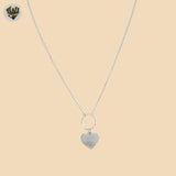 (2-66086) 925 Sterling Silver - 1mm Link Heart Necklace -17".