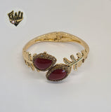 (1-4078-1) Chapado en oro - Brazalete abierto con piedra de 34 mm.