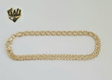 (1-0024) Gold Laminate - 6.5mm Double Curb Link Anklet - 10" - BGO