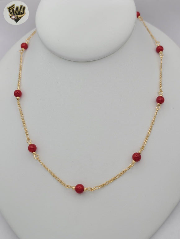 (1-3902-B) Laminado de Oro - Collar de Cuentas de 6mm - BGF