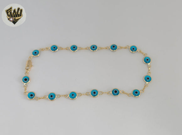 (1-0138) Gold Laminate - 6.5mm Evil Eye Anklet - 10