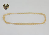 (1-0035) Gold Laminate - 4mm Flat Mariner Link Anklet - 10" - BGF