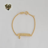 (1-0972) Laminado de oro - Brazalete con placa para niños de 2 mm - 5,5" - BGF