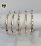 (1-4041) Gold Laminate - 4mm Three Tones Bangles - Dozen - BGO