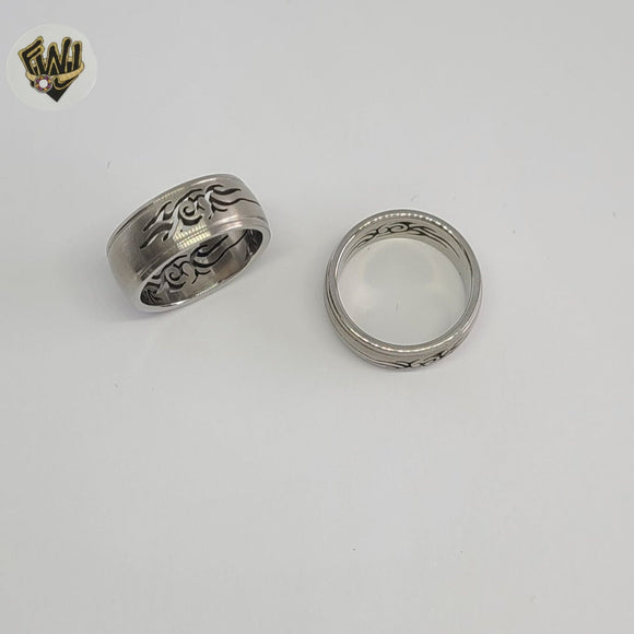 (4-0027-1) Stainless Steel - Carved Ring.