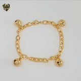 (1-0576) Gold Laminate - 5.5mm Link Bells Bracelet - 7.5" - BGO