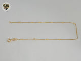 (1-0063) Gold Laminate - 1mm Box Link Stick Anklet - 10" - BGF