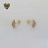 (1-1204-3) Laminado de oro - Aretes de flores multicolores - BGO