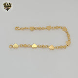 (1-0787) Gold Laminate - 6mm Heart Bracelet - BGF