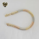 (1-0815) Gold Laminate - 7mm Flat Three Tones Bracelet - 7.5" - BGO