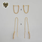 (1-1237-6) Pendientes largos de circonitas laminadas en oro - BGF