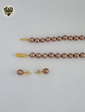 (MSET-21) Laminado de Oro - Conjunto de Perlas de Mallorca de 8 mm - BGF
