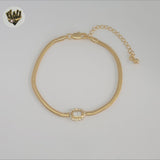(1-0532) Gold Laminate - 3mm Zircon Bracelet - 7.25" - BGF
