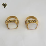 (4-0052-1) Stainless Steel - White Stone Ring.