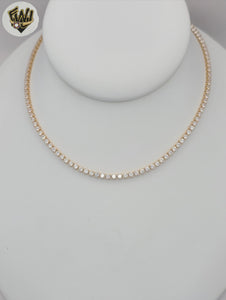 (1-6054) Laminado de oro - Collar con dijes de eslabones de bolas de 2 mm - BGF