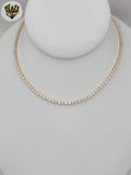 (1-6054) Laminado de oro - Collar con dijes de eslabones de bolas de 2 mm - BGF