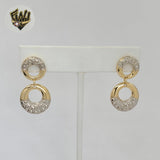 (1-1209-6) Gold Laminate - Two Tones Long Earrings - BGO