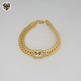 (1-0821-1) Gold Laminate - 9mm Zircon Curb Link Bracelet - 8" - BGO