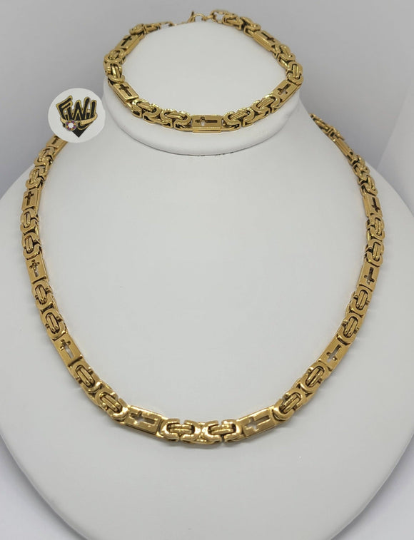 (4-7113) Stainless Steel - 6mm Alternative Link Men Set - 24