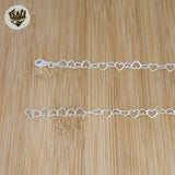 (sv-hrt-01) 925 Sterling Silver - Heart Link Chain.