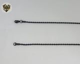 (4-3247) Stainless Steel - 2mm Black Rope Link Chain -
