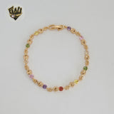 (1-60087) Gold Laminate - 5mm Multicolor Bracelet - 7.5" - BGO