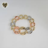 (1-0826) Laminado de oro - Brazalete de palanca de tres tonos de 19 mm - 8” - BGO